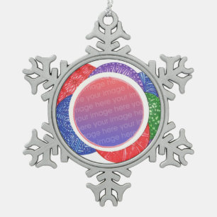 Gepersonaliseerde kerstfoto's maken Snowflake Orn. Tin Sneeuwvlok Ornament