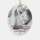 Gepersonaliseerde kerstfotoversiering voor baby's keramisch ornament (Rechts)