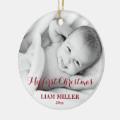 Gepersonaliseerde kerstfotoversiering voor baby's keramisch ornament (Links)