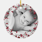 Gepersonaliseerde kerstfotoversiering voor baby's keramisch ornament (Achterkant)