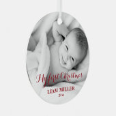 Gepersonaliseerde kerstfotoversiering voor baby's metalen ornament (Voorkant Rechts)