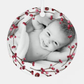 Gepersonaliseerde kerstfotoversiering voor baby's metalen ornament (Achterkant)