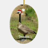Gepersonaliseerde kerstgans-versiering keramisch ornament (Voorkant)