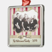 Gepersonaliseerde kerstgestripte Wrap PHOTO-versie Metalen Ornament (Links)