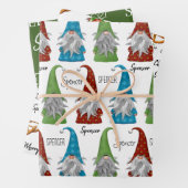 Gepersonaliseerde kerstgnomen inpakpapier vel (In situ)