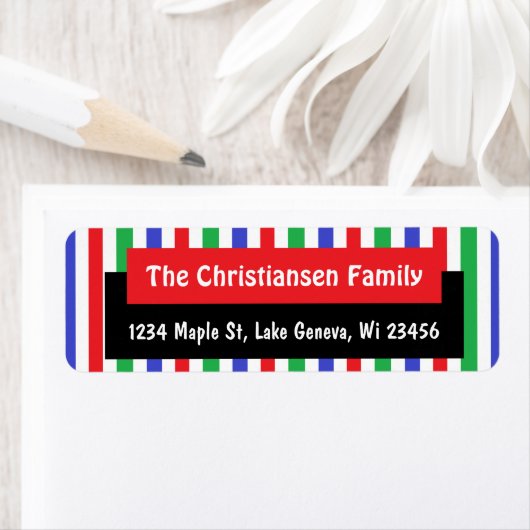 Gepersonaliseerde kerstgroene feestdag met rode fe etiket (Insitu)