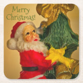 Gepersonaliseerde kerstgroeten van de Kerstman Kartonnen Onderzetters (Voorkant)