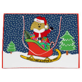 Gepersonaliseerde kerstguldenDoodle Santa Sleigh Groot Cadeauzakje (Voorkant)