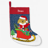 Gepersonaliseerde kerstguldenDoodle Santa Sleigh Kleine Kerstsok (Voorkant)