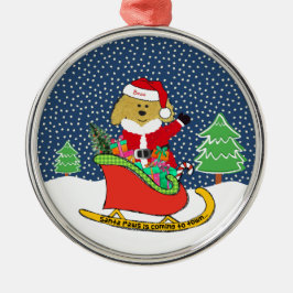 Gepersonaliseerde kerstguldenDoodle Santa Sleigh Metalen Ornament