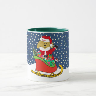 Gepersonaliseerde kerstguldenDoodle Santa Sleigh Mok