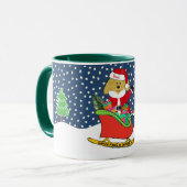 Gepersonaliseerde kerstguldenDoodle Santa Sleigh Mok (Voorkant links)