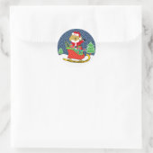 Gepersonaliseerde kerstguldenDoodle Santa Sleigh Ronde Sticker (Tas)