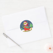Gepersonaliseerde kerstguldenDoodle Santa Sleigh Ronde Sticker (Envelop)