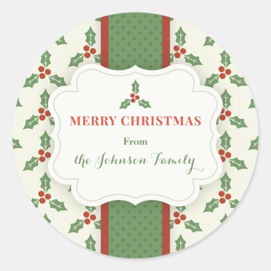 Gepersonaliseerde kerstHolly Stickers (Voorkant)