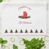 Gepersonaliseerde kerstkaarsen theedoek (Gevouwen)