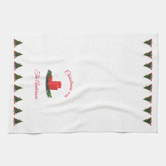 Gepersonaliseerde kerstkaarsen theedoek (Horizontaal)