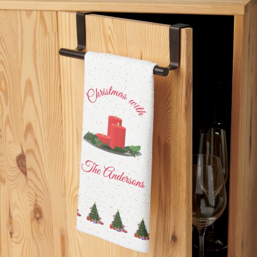 Gepersonaliseerde kerstkaarsen theedoek (Derde Gevouwen)