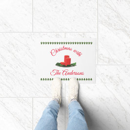 Gepersonaliseerde kerstkaarskeukenmat deurmat