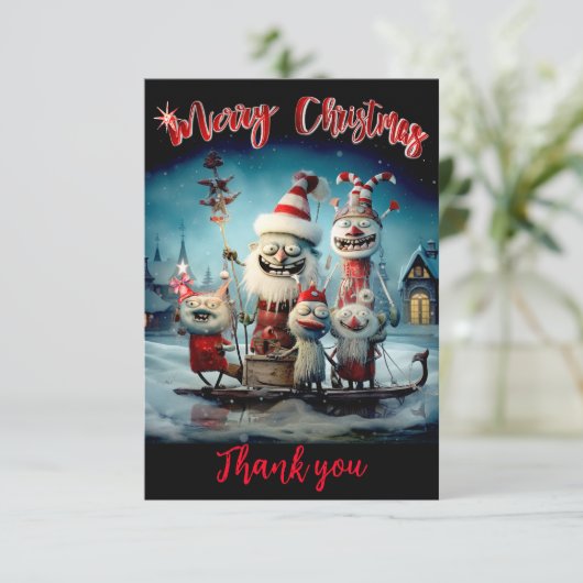 Gepersonaliseerde kerstkaart dank u aankondiging (Staand voorkant)