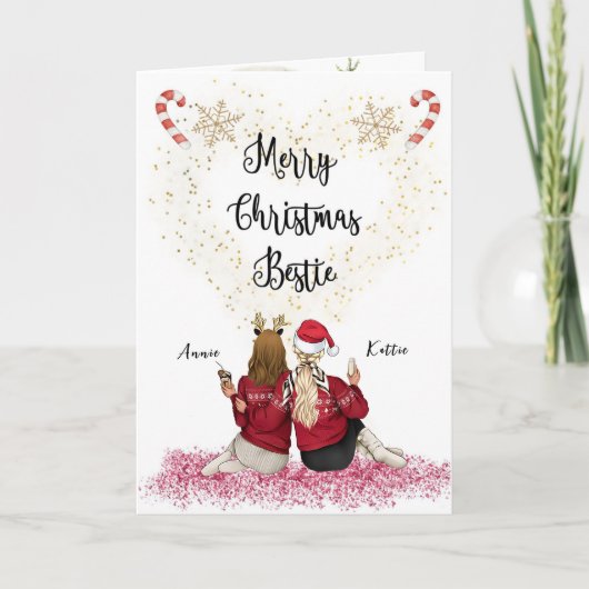 Gepersonaliseerde kerstkaart voor Bestie Kaart (Voorkant)