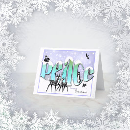 Gepersonaliseerde kerstkaart voor vreedzame dieren feestdagen kaart