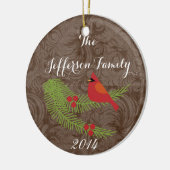 Gepersonaliseerde kerstkardinale familie keramisch ornament (Links)