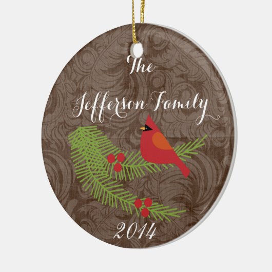 Gepersonaliseerde kerstkardinale familie keramisch ornament (Links)