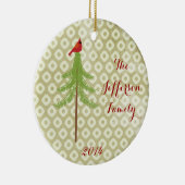 Gepersonaliseerde kerstkardinale familie keramisch ornament (Rechts)