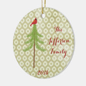 Gepersonaliseerde kerstkardinale familie keramisch ornament (Links)