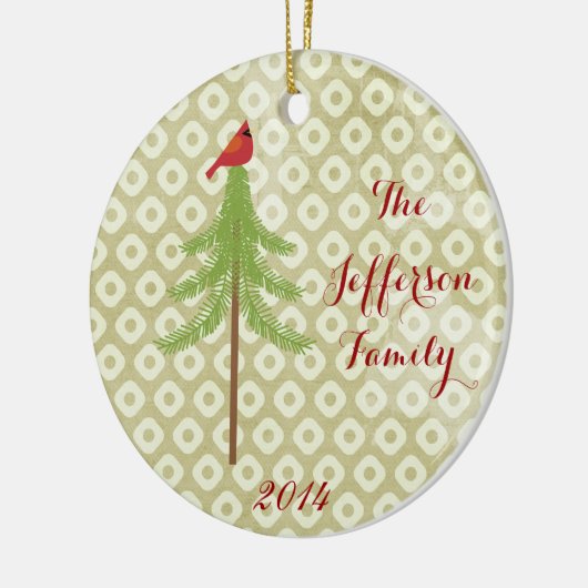 Gepersonaliseerde kerstkardinale familie keramisch ornament (Links)