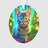 Gepersonaliseerde kerstkat en kerstbomen ornament (voorkant)