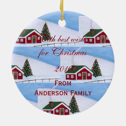 Gepersonaliseerde kerstkerstkerstkerstkerstkerstma keramisch ornament (Achterkant)