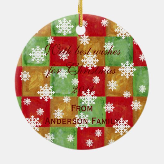 Gepersonaliseerde kerstkerstkerstkerstkerstkerstma keramisch ornament (Achterkant)