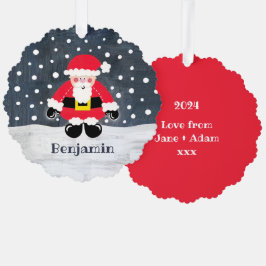 Gepersonaliseerde kerstkerstkerstkerstman ornament kaart