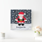 Gepersonaliseerde kerstkerstkerstkerstman vierkante klok (Huis)