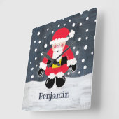 Gepersonaliseerde kerstkerstkerstkerstman vierkante klok (Hoek)