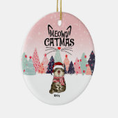 Gepersonaliseerde kerstkerstversiering, Meowy Xmas Keramisch Ornament (Rechts)