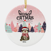 Gepersonaliseerde kerstkerstversiering, Meowy Xmas Keramisch Ornament (Voorkant)