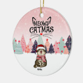 Gepersonaliseerde kerstkerstversiering, Meowy Xmas Keramisch Ornament (Links)