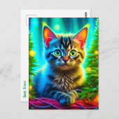 Gepersonaliseerde kerstkitten en kerstbomen briefkaart (Voorkant / Achterkant)