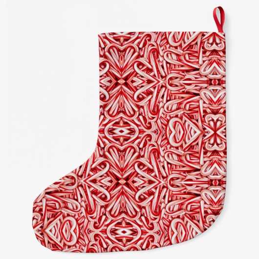 Gepersonaliseerde kerstkous - Candy Canes Grote Kerstsok (Achterkant)