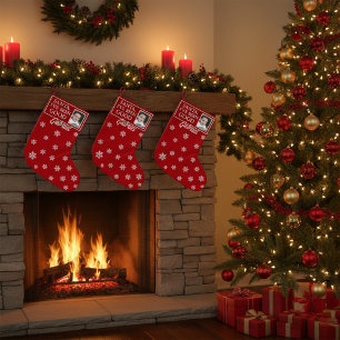 Gepersonaliseerde kerstkous met foto, naam kleine kerstsok