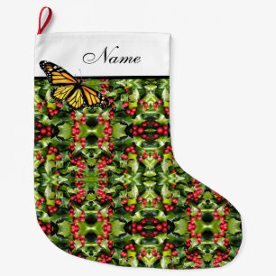 Gepersonaliseerde kerstkous - Monarch/Holly Grote Kerstsok
