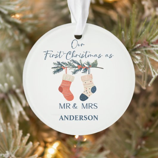 Gepersonaliseerde kerstkousen Mr & Mrs. Ornament (Boom)