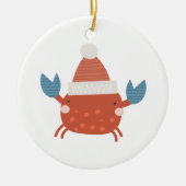 Gepersonaliseerde kerstkrab/"Sandy Claws" Keramisch Ornament (Voorkant)