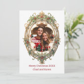 Gepersonaliseerde Kerstkrans Feestdagenkaart (Staand voorkant)