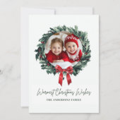 Gepersonaliseerde Kerstkrans Foto & Naam Vakantie Kaart (Voorkant)