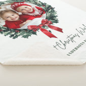 Gepersonaliseerde Kerstkrans Foto & Naam Vakantie Sherpa Deken (3/4)