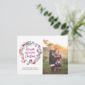 Gepersonaliseerde Kerstkrans fotokaart briefkaart (Staand voorkant)